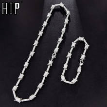 Hip Hop 7MM Iced Out Bling AAA CZ Cubic Zirconia Spiral Link Chain Necklace Bracelet For Men Rapper Jewelry Copper Gold 2024 - buy cheap