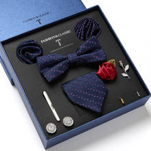 Lenço de gravata e abotoaduras, lenço de gravata masculino rosa de seda com 7.5cm de largura para negócios e escritório, caixa de presente 2024 - compre barato