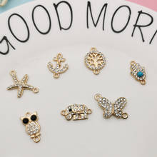 10pcs Rhinestone Owl Butterfly Alloy Connector Charms For DIY Life Tree Star Bracelet Earring Pendants Jewelry Accessories FX312 2024 - buy cheap