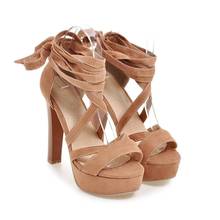 Oversize  Large size  Plus Size  10 11 12 ladies summer platform sandals women shoes woman Crisscross straps with exposed toes 2024 - buy cheap