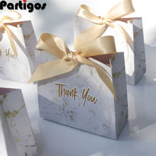 Bolsa de papel con diseño de lazo de mármol para regalo, caja de dulces para boda, embalaje de compromiso, bolsas con asa de papel giratorio, 10 Uds. 2024 - compra barato