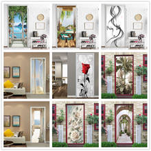 Papel de parede decorativo para porta, adesivo 3d para decoração de portas, para sala de estar, estudo, casa, design, decalque para porta, mural, pôster 2024 - compre barato