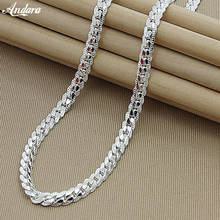 High Quality 6MM 50cm Full Sideways Necklace Women Men 925 Sterling Silver Fashion Jewelry Link Chain Necklace 2024 - buy cheap