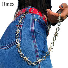 Hip hop espinhos cintura corrente calças de metal cinto de corrente mulheres rock punk calças de brim de corrente 2024 - compre barato