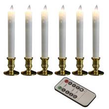 Flickering Candles Real Wax Candles LED Window Taper Candles with Timer and Remote Control Battery Operated Automatic Timer 2024 - buy cheap