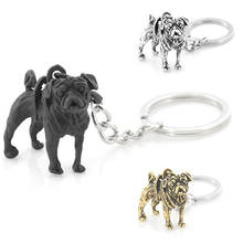 Retro Black Pug Keychain Vintage Silver Plated Dog Animal Key Chain Keyring Bag Charm Women Man Child Pet Lover Gift Jewelry 2024 - buy cheap