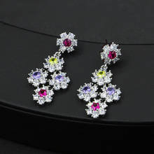 Fashion Sweet Flower Shape Earrings Multicolor Cubic Zircon Drop Earring for Women Girlfriend Jewelry  Mujer 2024 - buy cheap