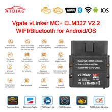 Ferramenta de diagnóstico automático vgate vlinker mc + elm 327 v2.2 original, bluetooth 4.0, wi-fi, elm327 para android/ios, scanner obd 2 obd2 2024 - compre barato