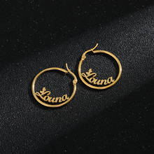 Personalized custom jewelry ladies big circle earrings stainless steel 70mm gold earrings fashion jewelry birthday gift hip hop 2024 - buy cheap