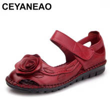 CEYANEAO 2019new summer handmade shoes made of cowhide with flowers sandals on a flat sole soft comfortable shoes for relaxing 2024 - buy cheap