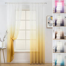 Cor gradiente fio janela cortina para sala de estar sheer tecido cozinha amarelo tule drape cinza voile branco tratamento personalizar 2024 - compre barato