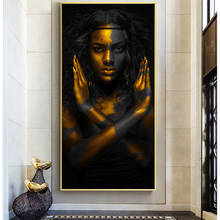 Black and Gold Nude Woman Canvas Painting Posters and Prints African Women Wall Art Pictures Cuadors for Living Room Decor 2024 - buy cheap