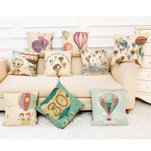 Hot Air Balloon Cushion Cover 45*45cm Linen Geometric Pillow Cover Decorative Pillows Home Decoration Throw Pillowcase 2024 - buy cheap