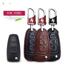 Чехол для автомобильного ключа из натуральной кожи для Ford Focus 2 3 MK2 MK3 Fiesta Mondeo Kuga Ecosport Ranger 2024 - купить недорого