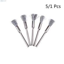 1/5Pcs 5mm Steel Wire Wheel Brush for Metal Rust Remover Brush Wood Carving Jade Polishing Grinder Dremel Rotary Tool Brush 2024 - buy cheap