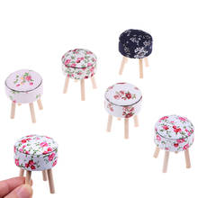 Silla taburete redondo floral ACC para decoración de casa de muñecas niños juguete para juego de imitación 1/12 escala casa de muñecas muebles en miniatura 2024 - compra barato