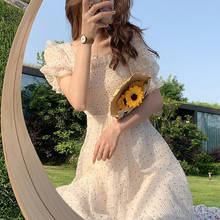 Vestido de verano Floral para mujer, vestido de gasa de manga corta con lunares, elegante, coreano, cuadrado, 4XL, 2021 2024 - compra barato