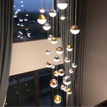 Nordic LED chandelier living room villa duplex spiral staircase chandelier crystal sand ball club decoration long chandelier 2024 - buy cheap
