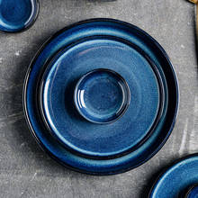 KINGLANG-plato de cerámica esmaltado, vajilla redonda de estilo japonés, Color azul y Estrella, envío directo 2024 - compra barato