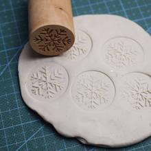 Selos de madeira esculpidos à mão para impressão, 2.5cm, estampa de flocos de neve, textura, diy, argila, olaria, blocos de impressão, ferramentas de argila 2024 - compre barato