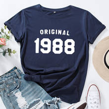 Женская хлопковая футболка с коротким рукавом, Оригинальная футболка с графическим принтом букв, женская рубашка, топы, летняя повседневная одежда, 1988 2024 - купить недорого