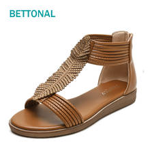 BETTONAL-sandalias planas con diamantes de imitación para mujer, zapatos bohemios de gladiador romano, informales, talla grande 41 42, 2021 2024 - compra barato