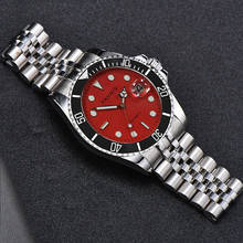 Parnis 40mm Red Dial Mechanical Automatic Watch Men Black Ceramic Bezel Miyota 8215 Movement Calendar Men's Watches 2021 Gift 2024 - buy cheap
