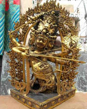 Estatua de Buda del Tíbet, estatua de bronce dorado de cobre, Mahakala, Dharmapala, 66yu, 004184, 19" 2024 - compra barato