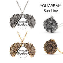 Free Dropshipping Custom You are my sunshine Necklace Open Locket Sunflower Pendant letter Necklaces for Valentine's day Jewelry 2024 - buy cheap