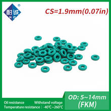 Junta tórica de goma para arandela de combustible, anillo de goma verde FKM, espesor de 1,9mm, OD5/6/7/8/9/10/11/12/13/14mm, lote de 5 unidades 2024 - compra barato