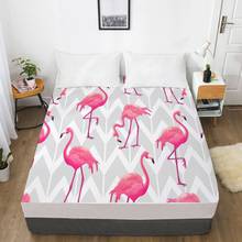Lençóis de cama elástico de luxo 3d, 1 peça, lençol 160x20 0/150x200, lençol, roupa de cama, desenhos animados flamingo para crianças 2024 - compre barato