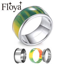 Floya anéis grandes empilháveis de aço inoxidável, anel feminino da moda, faixa de casamento, ranhuras de 10mm, anéis verdes de largura 2024 - compre barato