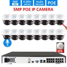 Toprohomie h.265 + 16ch poe sistema de cctv 48v 5mp, segurança à prova de vandalismo gravação de áudio câmera de visão noturna kit de câmeras de vigilância 2024 - compre barato