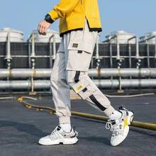 Мужская Уличная одежда в стиле хип-хоп, военные штаны, лоскутные, с карманами, с боковыми полосками, спортивные штаны, с манжетами, длина по щиколотку, брюки для мужчин 2024 - купить недорого