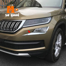 ABS Chrome For Skoda Kodiaq 2017 2018 Exterior Car Front Fog Lamp Eyebrow Decoration Cover Trim Auto Styling Accessories 2pcs 2024 - buy cheap