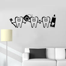 WJWY-calcomanías de pared con dientes saludables para decoración de baño, cuidado Dental, signo de dentista, calcomanías para puerta y ventana, pegatina de pared para habitación de niños 2024 - compra barato