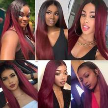 Long Thick Remy Brazilian Human Hair 13x6 Lace Front Wig Ombre 99j Lace Wigs For Women 2024 - buy cheap