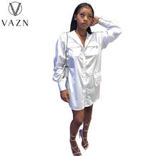 VAZN-Vestido camisero de manga larga para mujer, minivestido Sexy para la playa y la Oficina, Primavera, 2021 2024 - compra barato