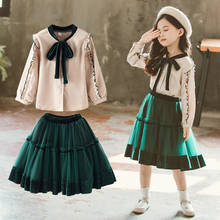 Girl 2 Pieces Suits Shirt + Skirt Clothes Sets Girls Fashion Long Sleeve Shirt Kids Skirt Children Clothing Sets 4-14 Years 2024 - buy cheap