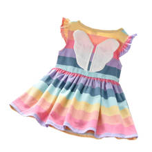 Infant Toddler Girls Rainbow Stripe Vest Dress Children's Sweet Flying Sleeve Wing Baby Dress Casual Clothes 2024 - buy cheap