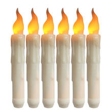 6 штук желтый мерцающий таймер Рождественский Электрический восковые свечи светодиодный 16,5 см, 6 часов в день, декоративные Пластик свечи 2024 - купить недорого