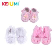 KEIUMI-zapatos de tela para muñeca bebé Reborn, zapatos de encaje a la moda, aptos para muñecas, accesorios hechos a mano, regalos para el Día de los niños, 11 CM 2024 - compra barato