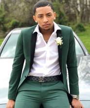 Handsome Slim Fits Green Groom Tuxedos Man Party Dress Prom Blazer Coat Trousers Sets Business Suits (Jacket+Pants+Bow Tie) 2024 - buy cheap