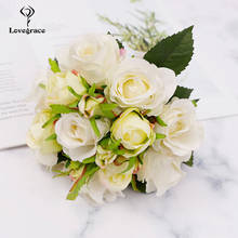 Ramo de rosas de boda, accesorios de boda, pequeño ramo de rosas de seda, ramo de boda para decoración de damas de honor, 18 cabezas 2024 - compra barato