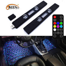 Okeen carro led rgb pé luz decorativa música usb controle de voz automotivo interior estrelas ambiente atmosfera lâmpada com remte 2024 - compre barato