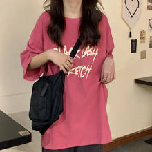 Feminino coreano harajuku carta preguiçoso solto ins tshirt camisetas femininas topos japonês kawaii senhoras ulzzang roupas para mulher 2024 - compre barato