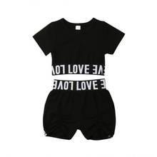 Conjunto de roupas 2 peças para crianças, conjunto de roupas para bebês meninas, camiseta cropped, tops + calças, verão 2024 - compre barato