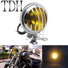 Farol frontal de motocicleta, 5 polegadas, 12v, cafe racer, amarelo, reequipamento, vintage, redondo, lâmpada, luz para harley honda, suzuki, gn125 2024 - compre barato