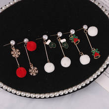 DIY Christmas Earring For Women Girl Snowflake Gloves Bells Red White Ball Crystal Pearl Long Earrings Charm Jewelry Xmas Gift 2024 - buy cheap