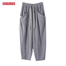 Autumn Summer Pants Men 5XL 6XL 7XL 8XL Waist 140cm Plus Size Linen Large Size Trousers 4 Colors 2024 - buy cheap